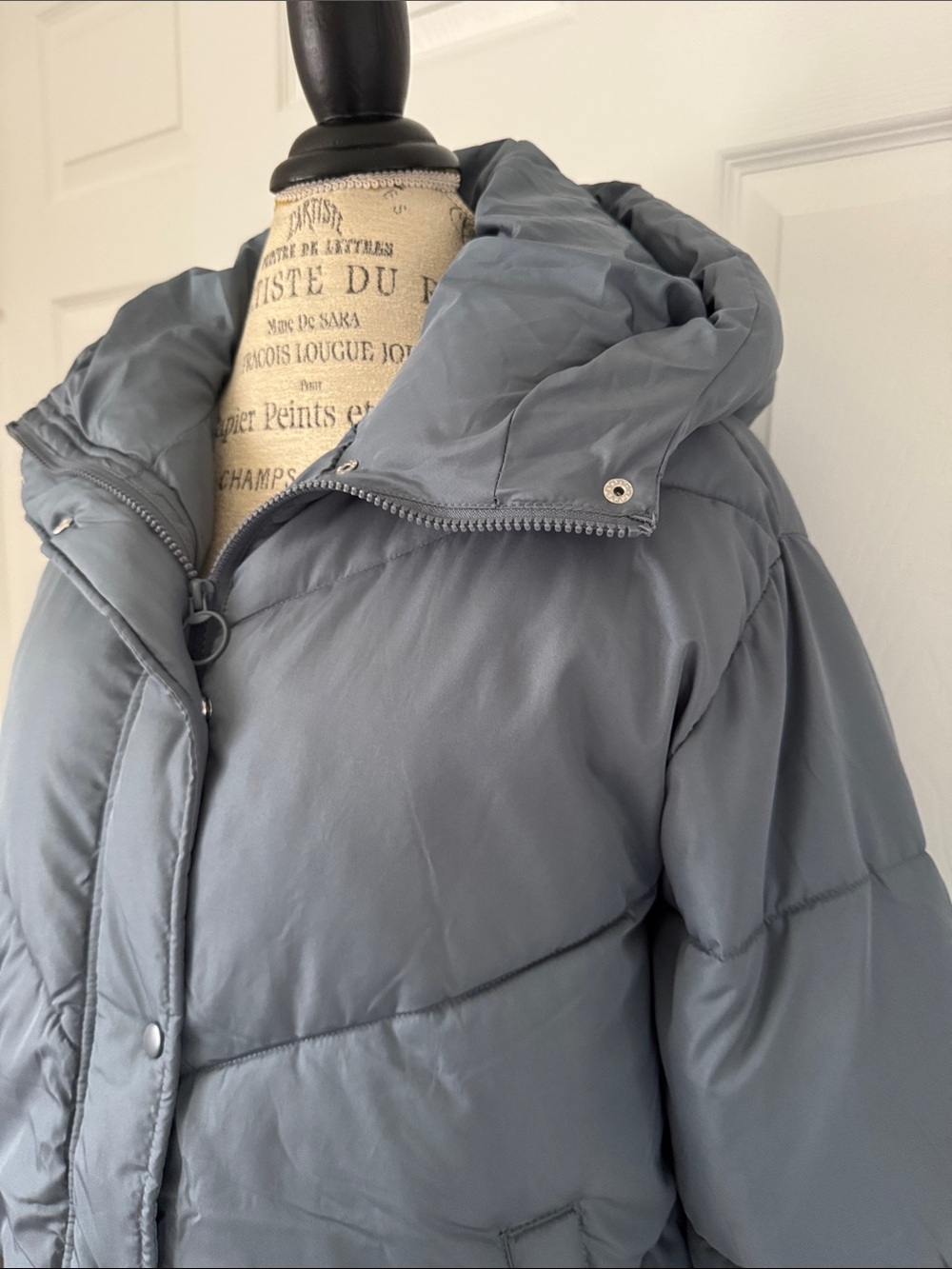 Sebby brand Womens  Blue Slate Hooded Puffer Jacket NWT